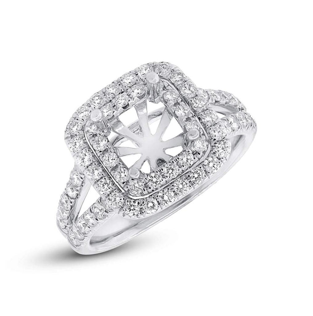 0.93 Ctw 14k White Gold Diamond Semi-mount Ring Size 6.25