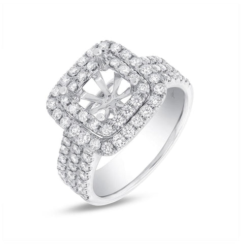 1.08 Ctw 18k White Gold Diamond Semi-mount Ring