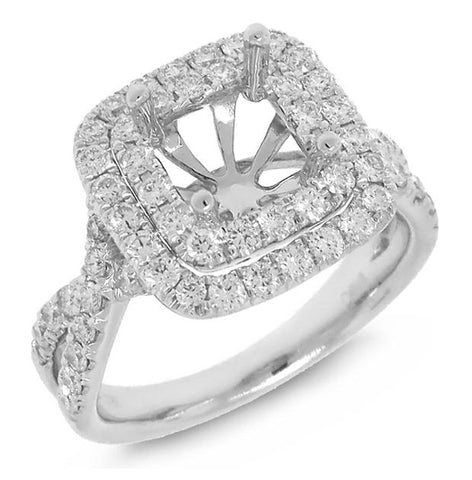 0.95 Ctw 18k White Gold Diamond Semi-mount Ring