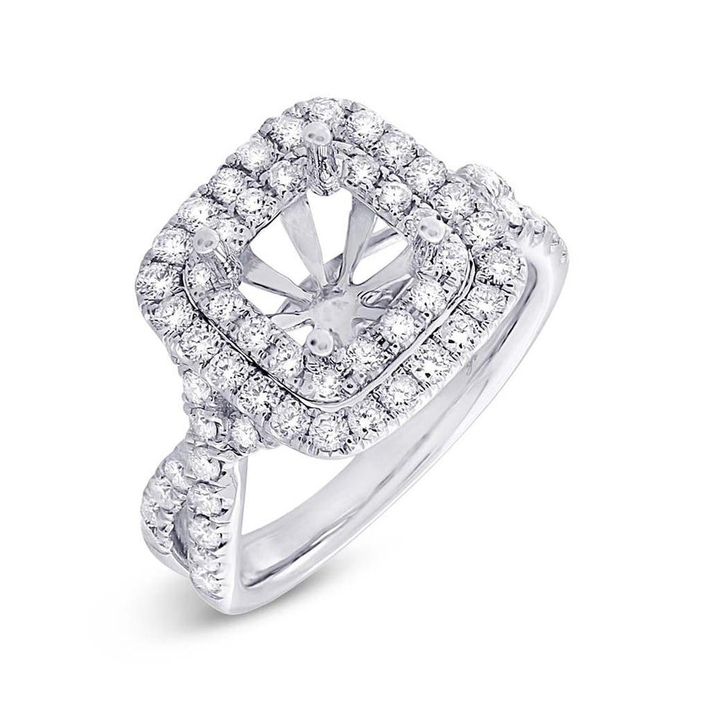 0.95 Ctw 14k White Gold Diamond Semi-mount Ring