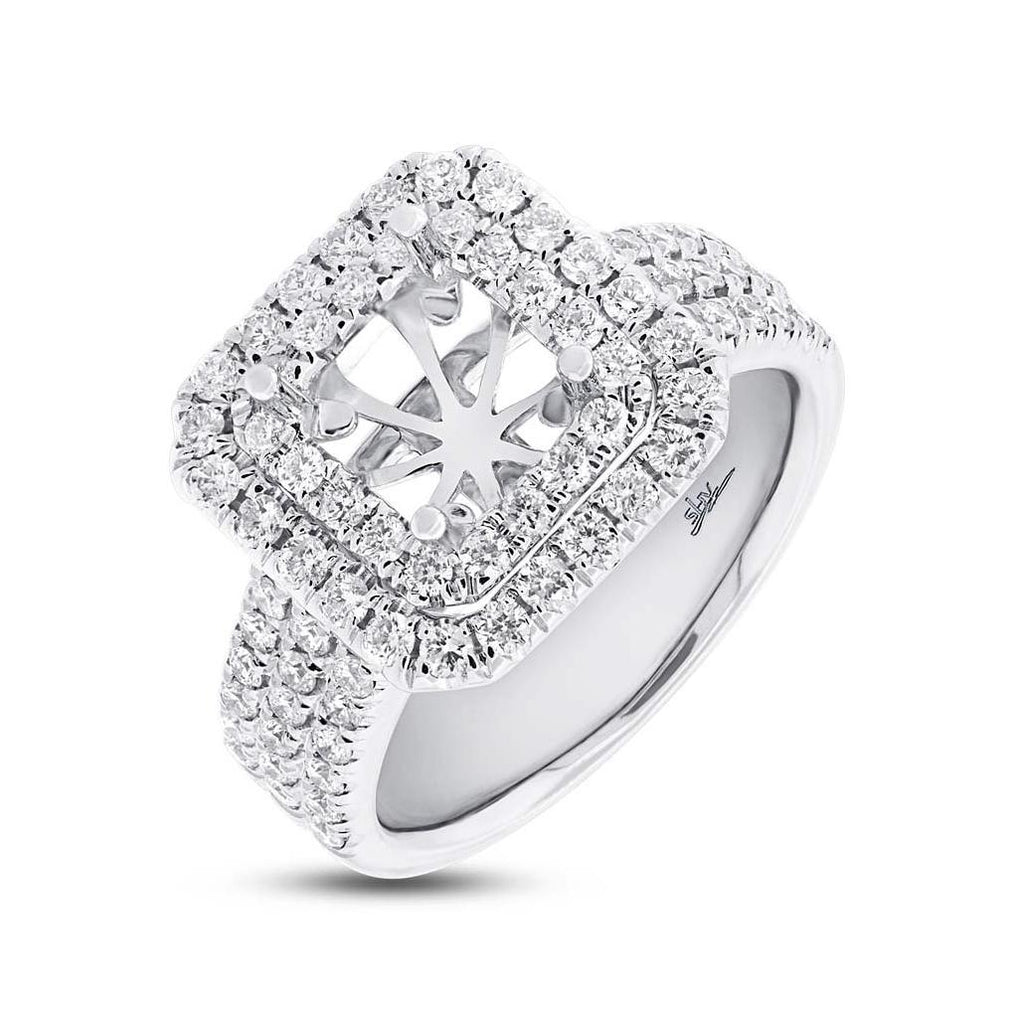 1.08 Ctw 14k White Gold Diamond Semi-mount Ring For 6.5x6mm Center