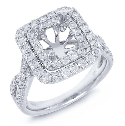 0.98 Ctw 18k White Gold Diamond Semi-mount Ring