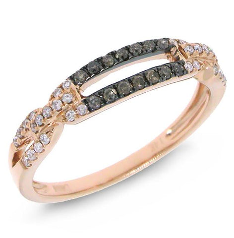 0.23 Ctw 14k Rose Gold White And Champagne Diamond Womens Ring