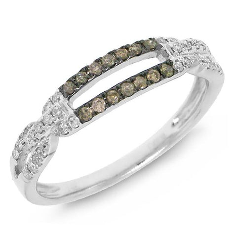 0.23 Ctw 14k White Gold White And Champagne Diamond Womens Ring