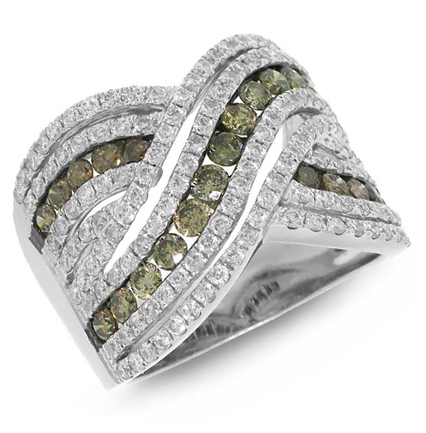 2.00 Ctw 14k White Gold White And Champagne Diamond Womens Ring