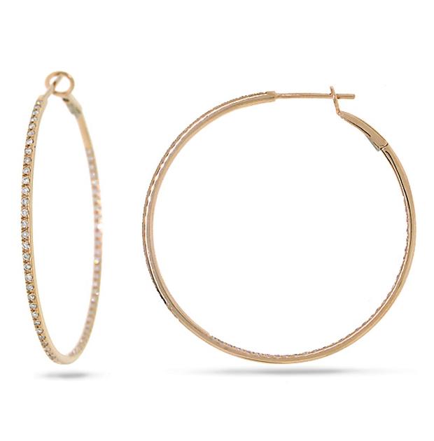 0.69 Ctw 14k Rose Gold Diamond Hoop Earring