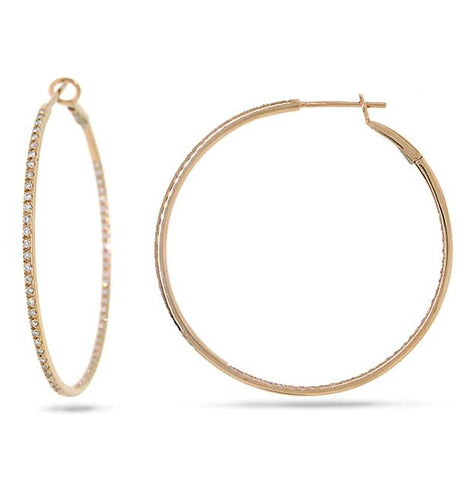 0.69 Ctw 14k Rose Gold Diamond Hoop Earring