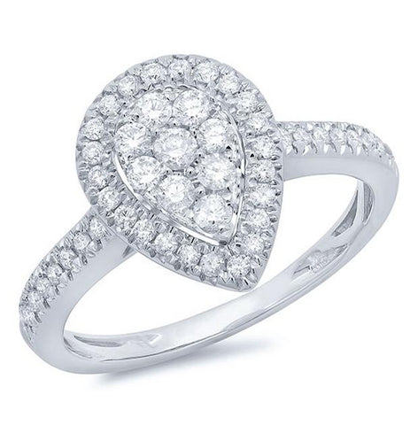0.57 Ctw 14k White Gold Diamond Womens Ring