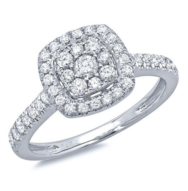 0.60 Ctw 14k White Gold Diamond Womens Ring