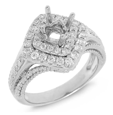 0.60 Ctw 14k White Gold Diamond Semi-mount Ring