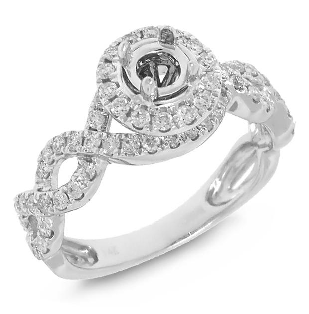 0.57 Ctw 14k White Gold Diamond Semi-mount Ring