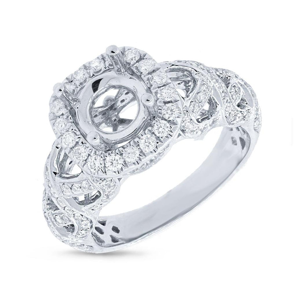 0.54 Ctw 14k White Gold Diamond Semi-mount Ring