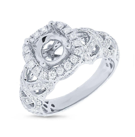 0.54 Ctw 14k White Gold Diamond Semi-mount Ring
