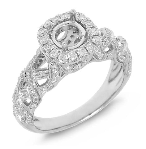 0.54 Ctw 14k White Gold Diamond Semi-mount Ring