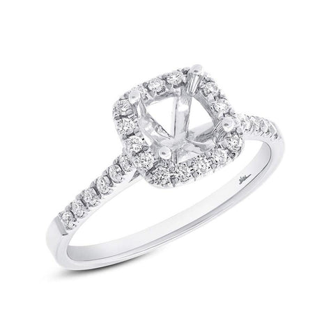 0.30 Ctw 14k White Gold Diamond Semi-mount Ring For 5x5mm Center