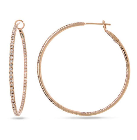 1.29 Ctw 14k Rose Gold Diamond Hoop Earring