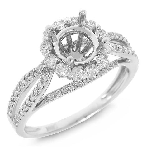 0.52 Ctw 14k White Gold Diamond Semi-mount Ring