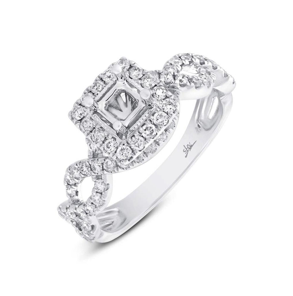 0.65 Ctw 14k White Gold Diamond Semi-mount Ring Size 7