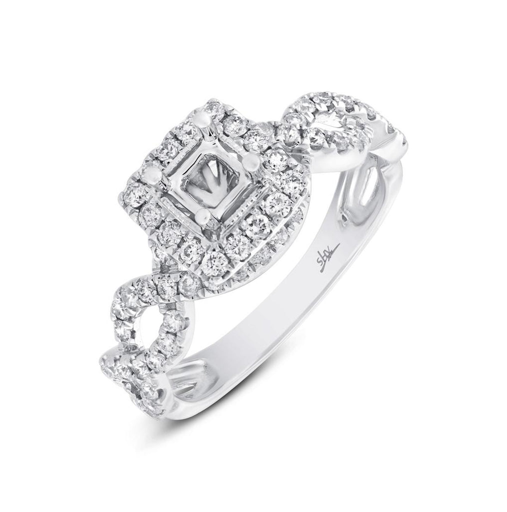 0.65 Ctw 14k White Gold Diamond Semi-mount Ring