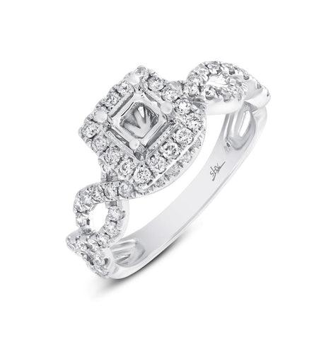 0.65 Ctw 14k White Gold Diamond Semi-mount Ring
