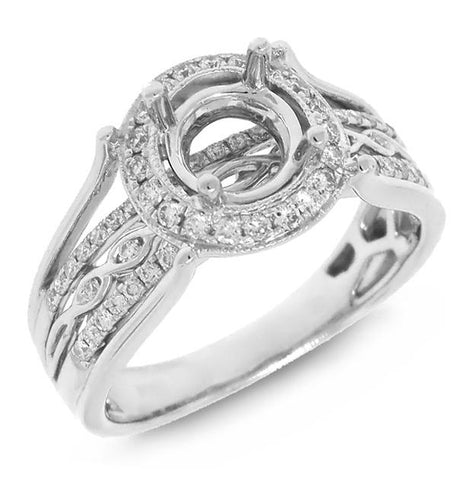 0.45 Ctw 14k White Gold Diamond Semi-mount Ring