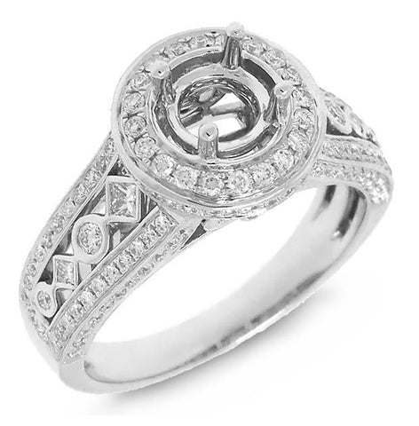 0.69 Ctw 14k White Gold Diamond Semi-mount Ring