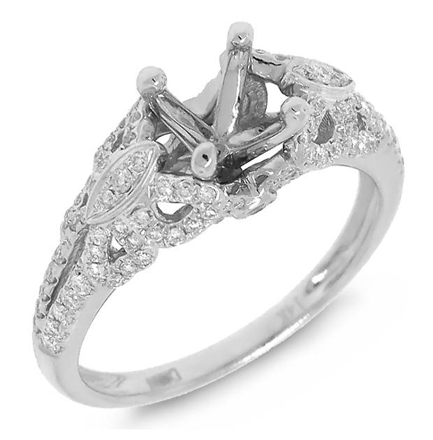 0.39 Ctw 14k White Gold Diamond Semi-mount Ring