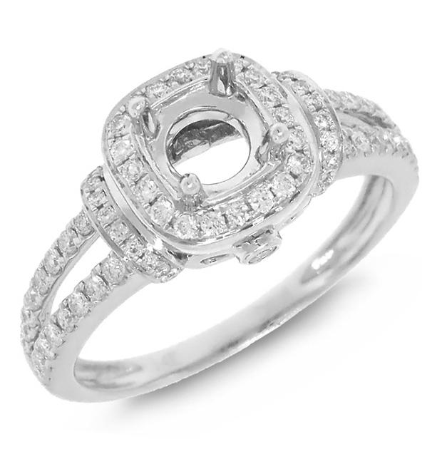 0.41 Ctw 14k White Gold Diamond Semi-mount Ring