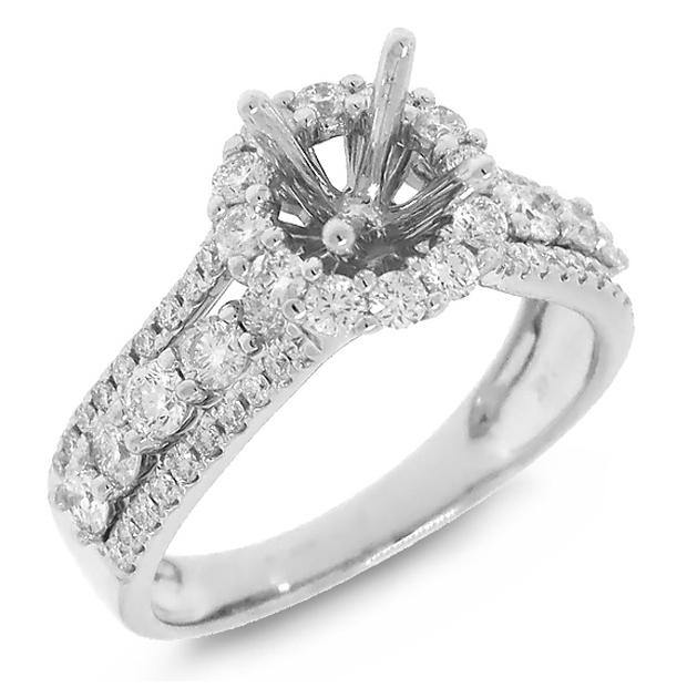 1.12 Ctw 14k White Gold Diamond Semi-mount Ring