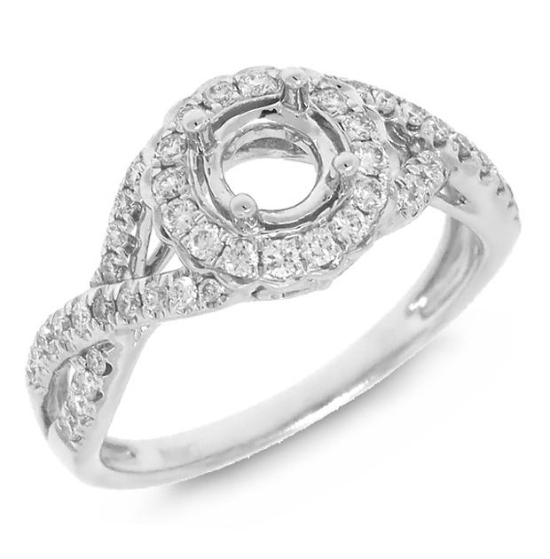 0.40 Ctw 14k White Gold Diamond Semi-mount Ring