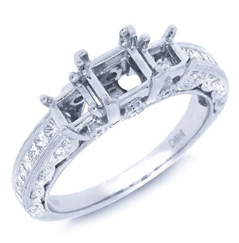 0.43 Ctw 18k White Gold Diamond Semi-mount Ring