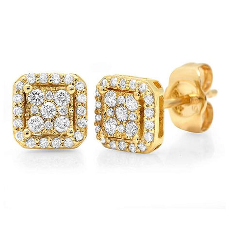 0.22 Ctw 14k Yellow Gold Diamond Square Stud Earring