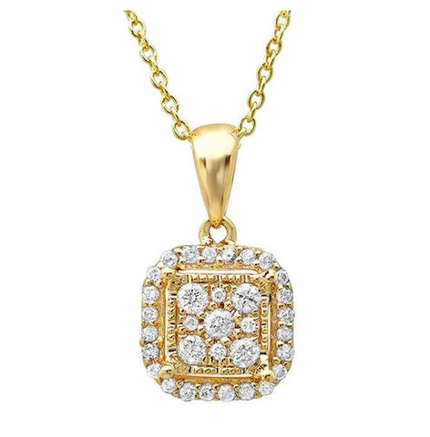 0.21 Ctw 14k Yellow Gold Diamond Pendant Necklace With 18 Inch Chain