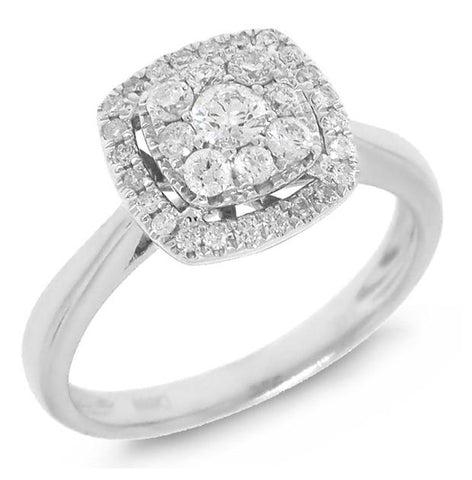 0.43 Ctw 14k White Gold Diamond Cluster Ring