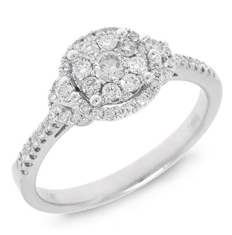 0.40 Ctw 14k White Gold Diamond Cluster Ring