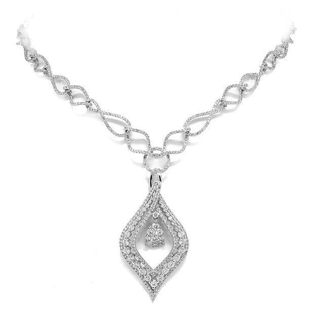 4.08 Ctw 14k White Gold Diamond Necklace