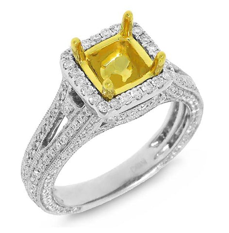 1.00 Ctw 18k Two-tone Gold Diamond Semi-mount Ring