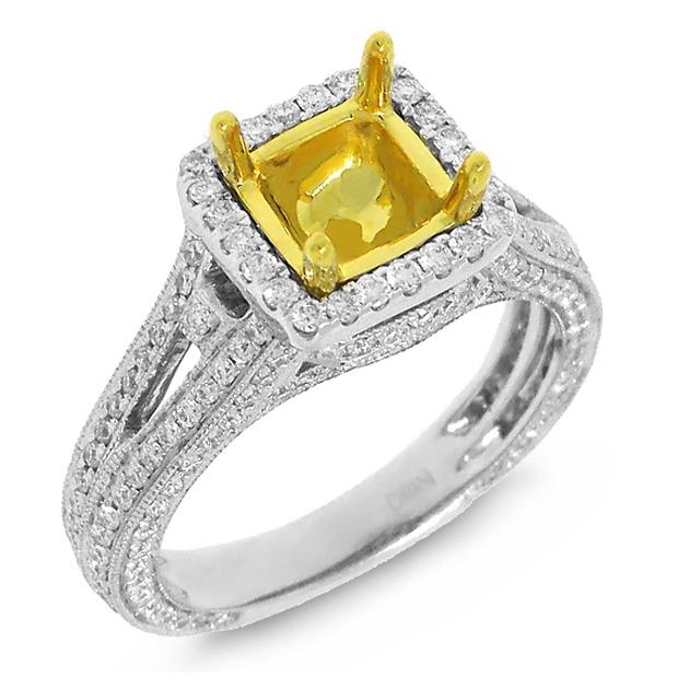 1.00 Ctw 14k Two-tone Gold Diamond Semi-mount Ring