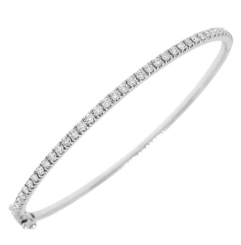 0.90 Ctw 14k White Gold Diamond Bangle Bracelet