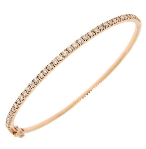 0.90 Ctw 14k Rose Gold Diamond Bangle Bracelet