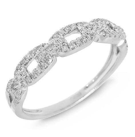 0.23 Ctw 14k White Gold Diamond Link Ring