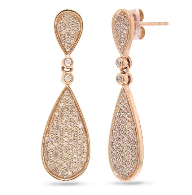 0.61 Ctw 14k Rose Gold Diamond Pave Earring