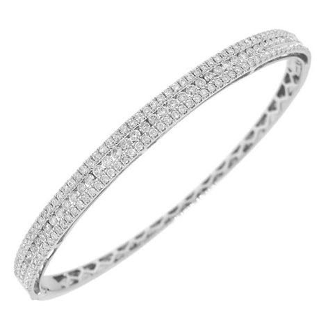 1.85 Ctw 14k White Gold Diamond Bangle Bracelet