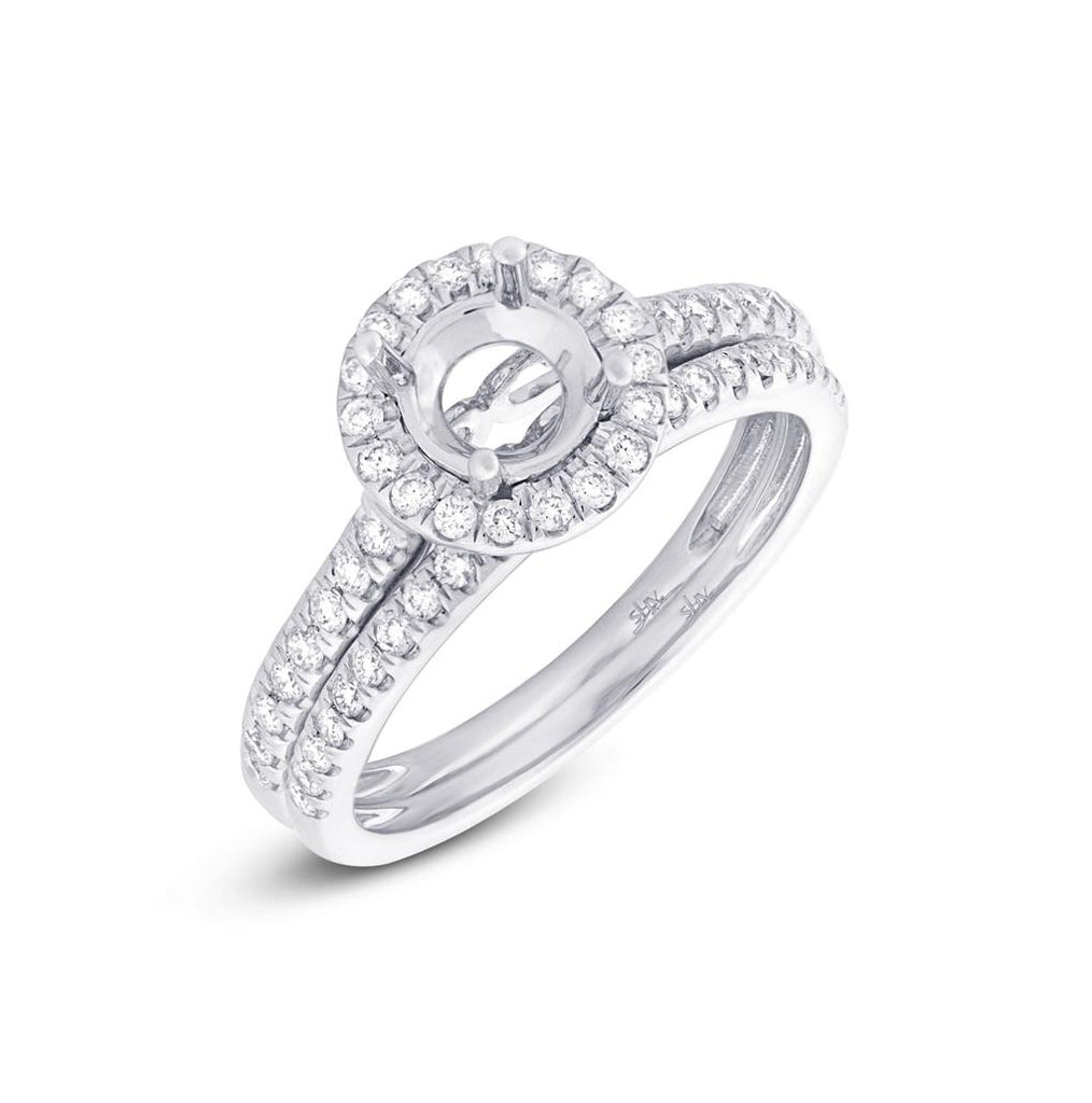 0.49 Ctw 14k White Gold Diamond Semi-mount Ring 2-pc