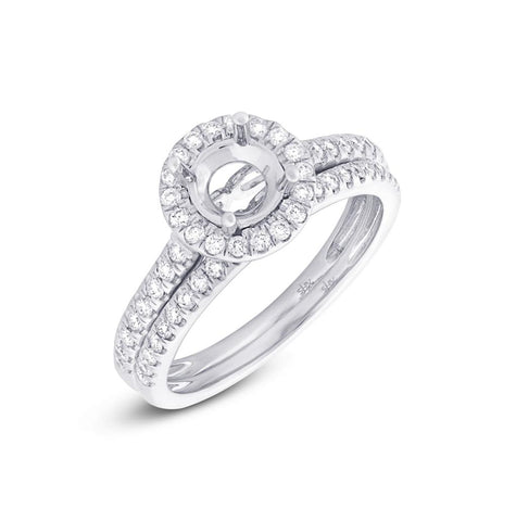 0.49 Ctw 14k White Gold Diamond Semi-mount Ring 2-pc