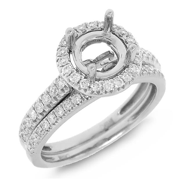 0.53 Ctw 14k White Gold Diamond Semi-mount Ring 2-pc