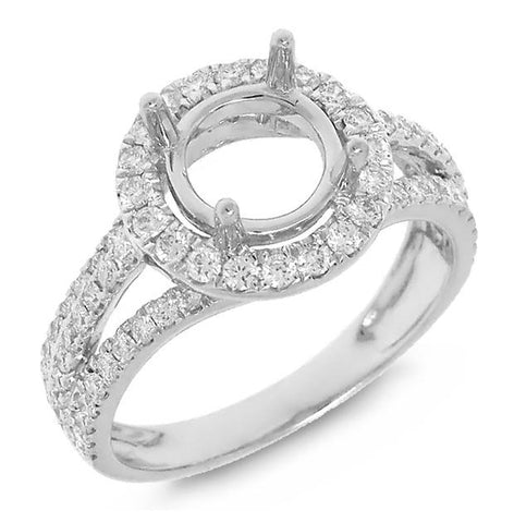 0.60 Ctw 14k White Gold Diamond Semi-mount Ring