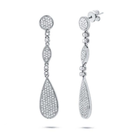 0.60 Ctw 14k White Gold Diamond Pave Earring