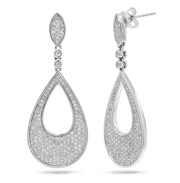 0.88 Ctw 14k White Gold Diamond Pave Earring