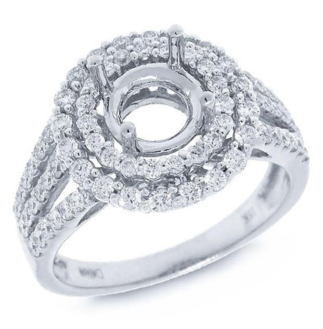 0.97 Ctw 18k White Gold Diamond Semi-mount Ring